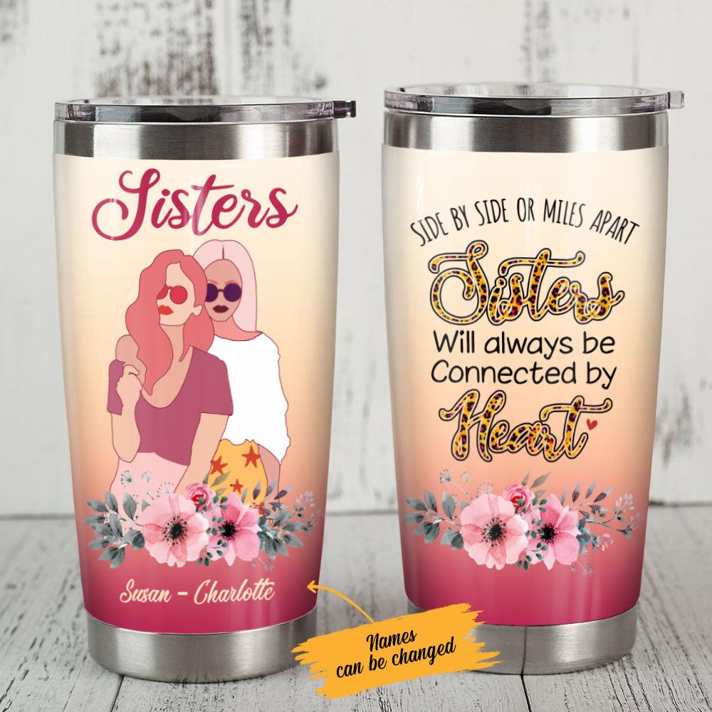 Personalized Girl Friends Connected By Heart Steel Tumbler - Thegiftio