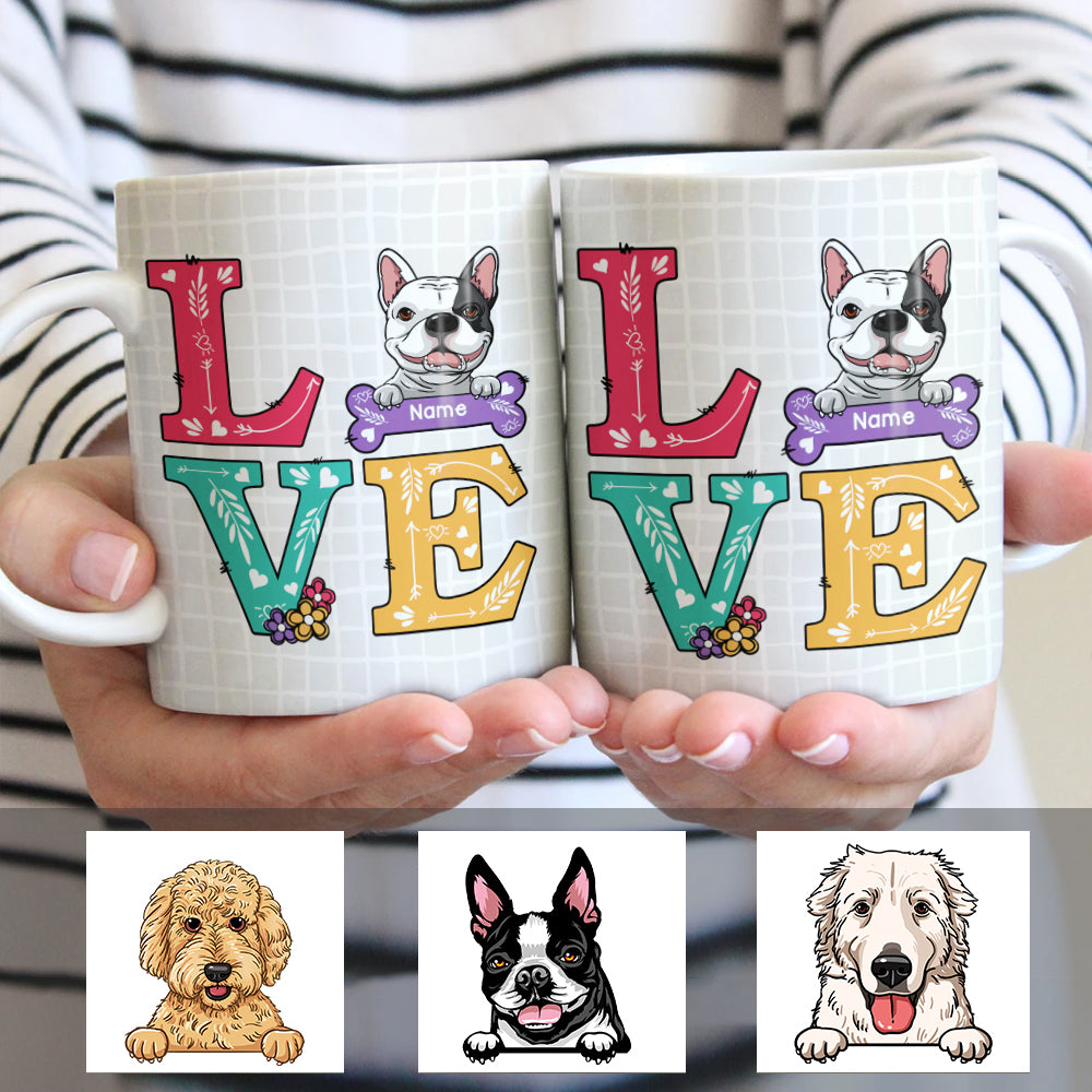 Personalized Love Dog Flower Pattern Mug