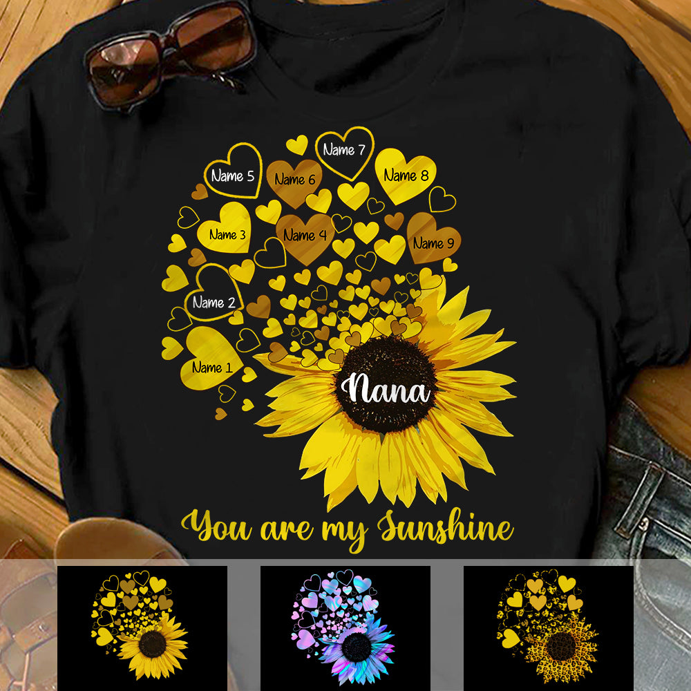 Personalized Grandma Sunflower Little Sunshine T Shirt - Thegiftio