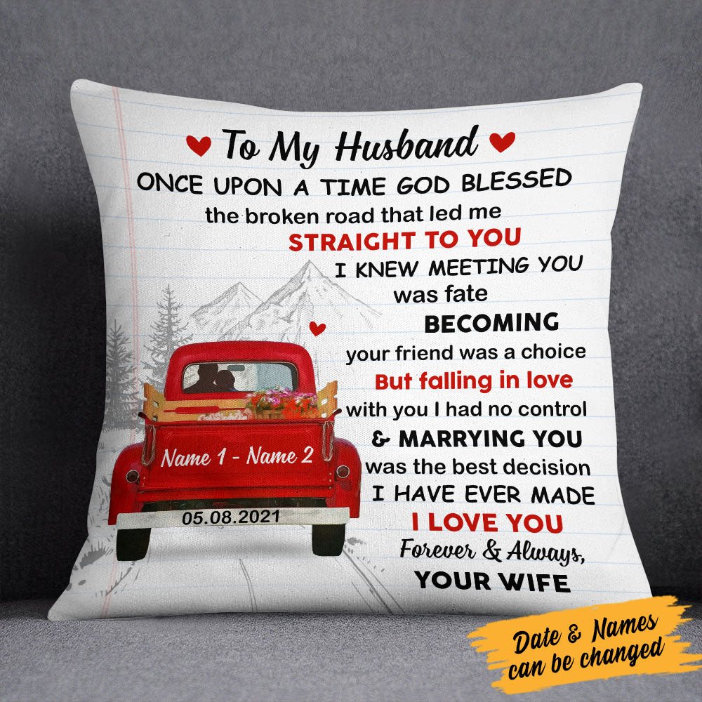 Personalized God Bless The Road Couple Pillow