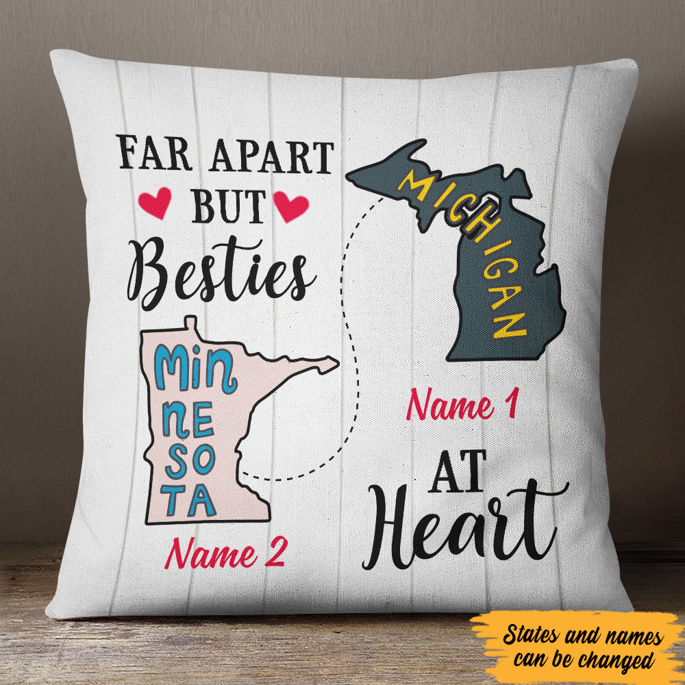 Personalized Besties At Heart Long Distance  Pillow