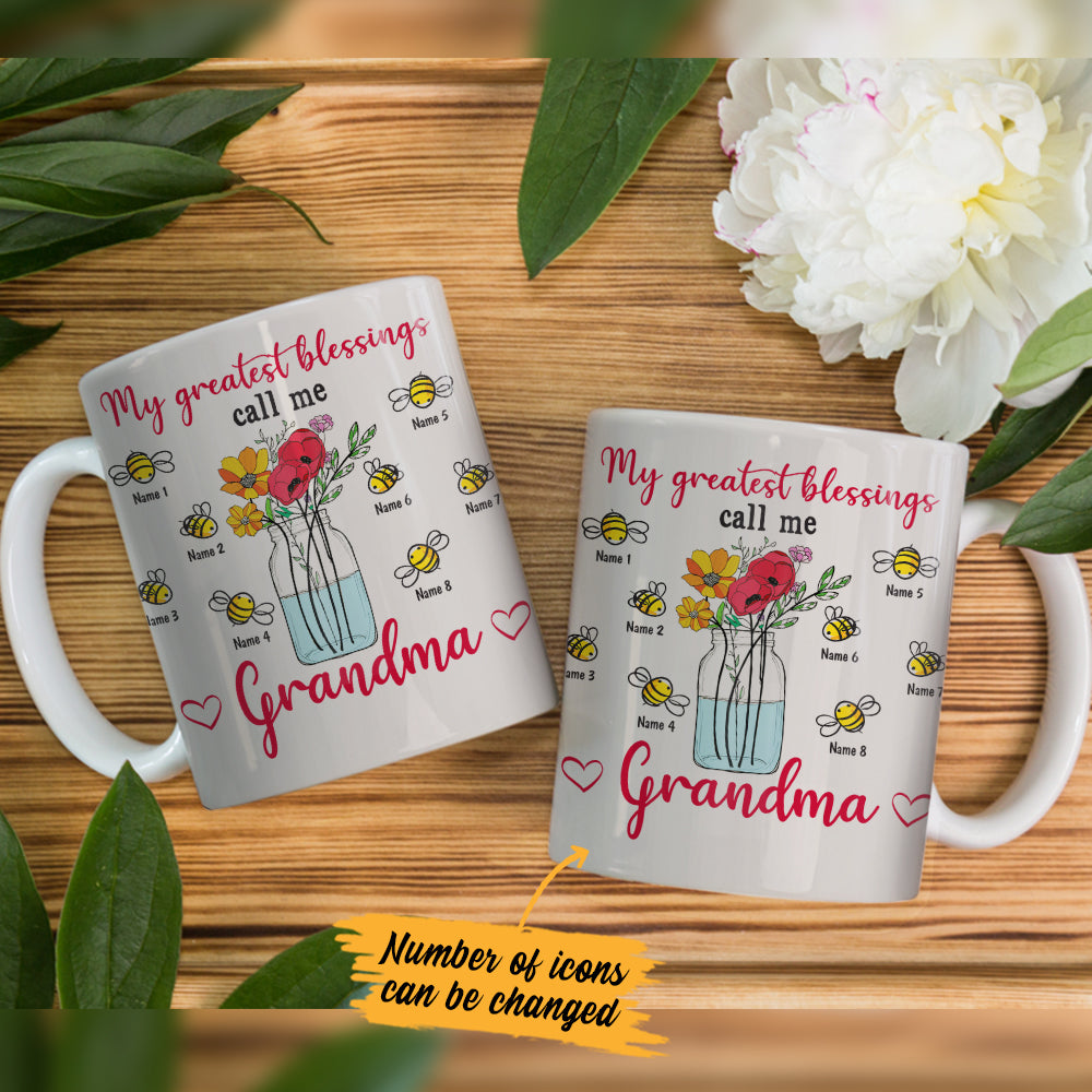 Personalized My Blessings Call Me Grandma Mug