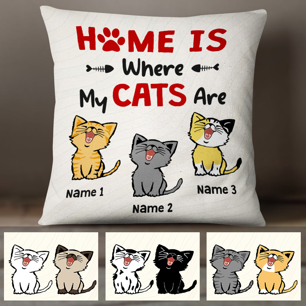 Personalized Home Is Where My Cat Is Pillow - Thegiftio UK