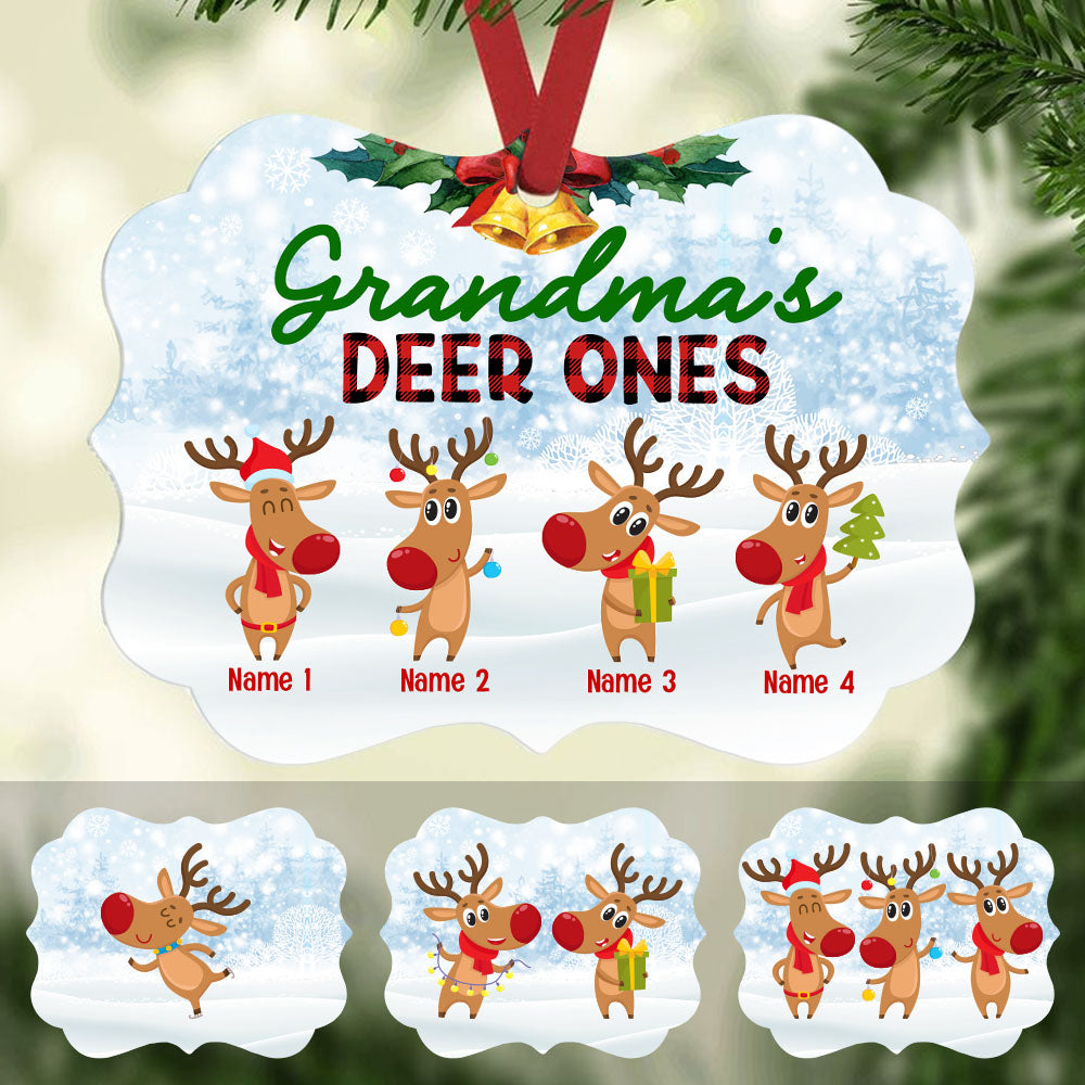 Personalized Christmas Gift For Grandma, Nana, Gigi, Cute Xmas Deer Grandkids Grandma Deer Ones Benelux Ornament - Thegiftio UK