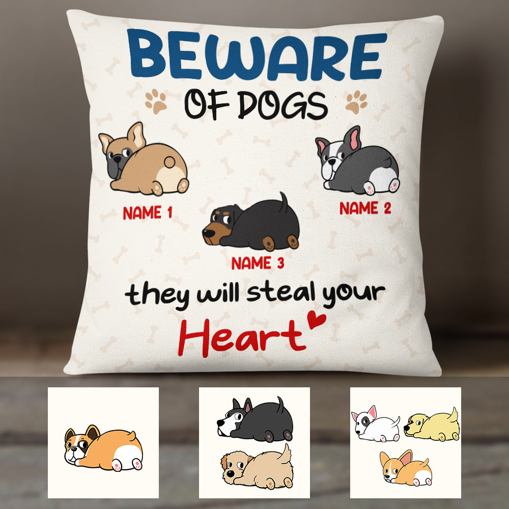 Personalized Beware Of Dog Pillow - Thegiftio
