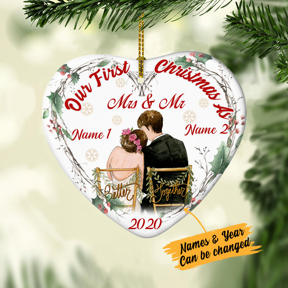 Personalized First Christmas Wedding Couple  Ornament