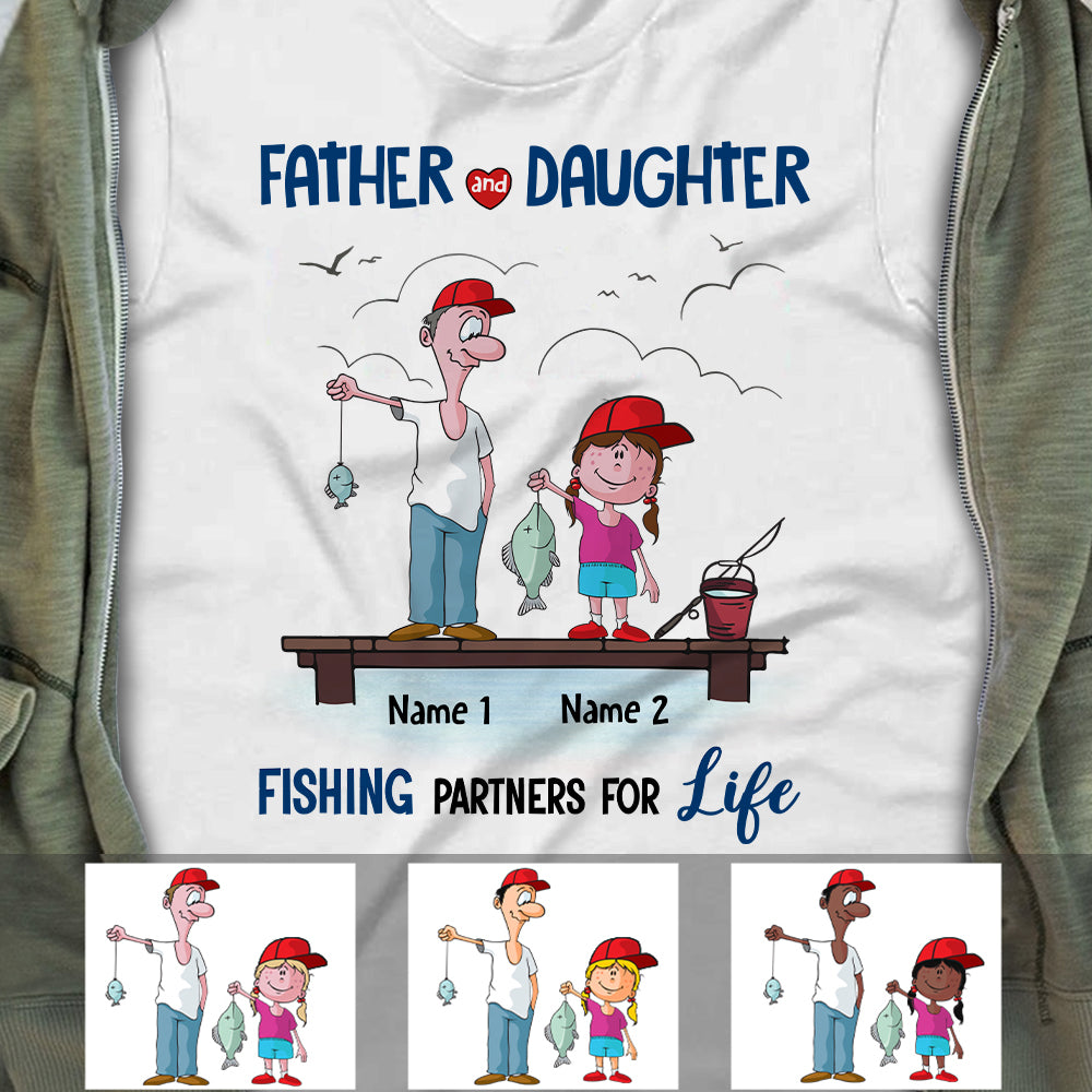 Personalized Dad And Daughter Fishing Partners T Shirt - Thegiftio UK