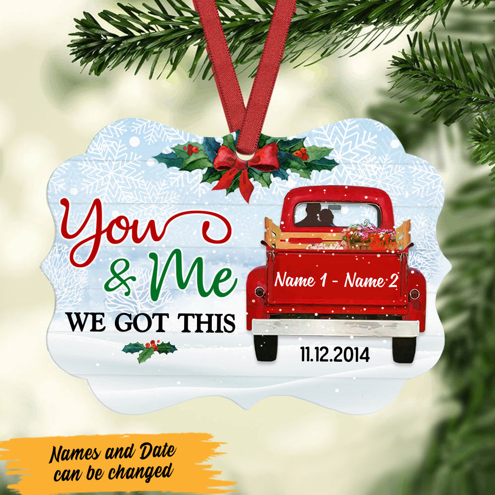 Personalized Christmas Gitf For Her, him, Couple, Married, Anniversary Gift, Love Couple Red Truck Christmas Benelux Ornament - Thegiftio UK