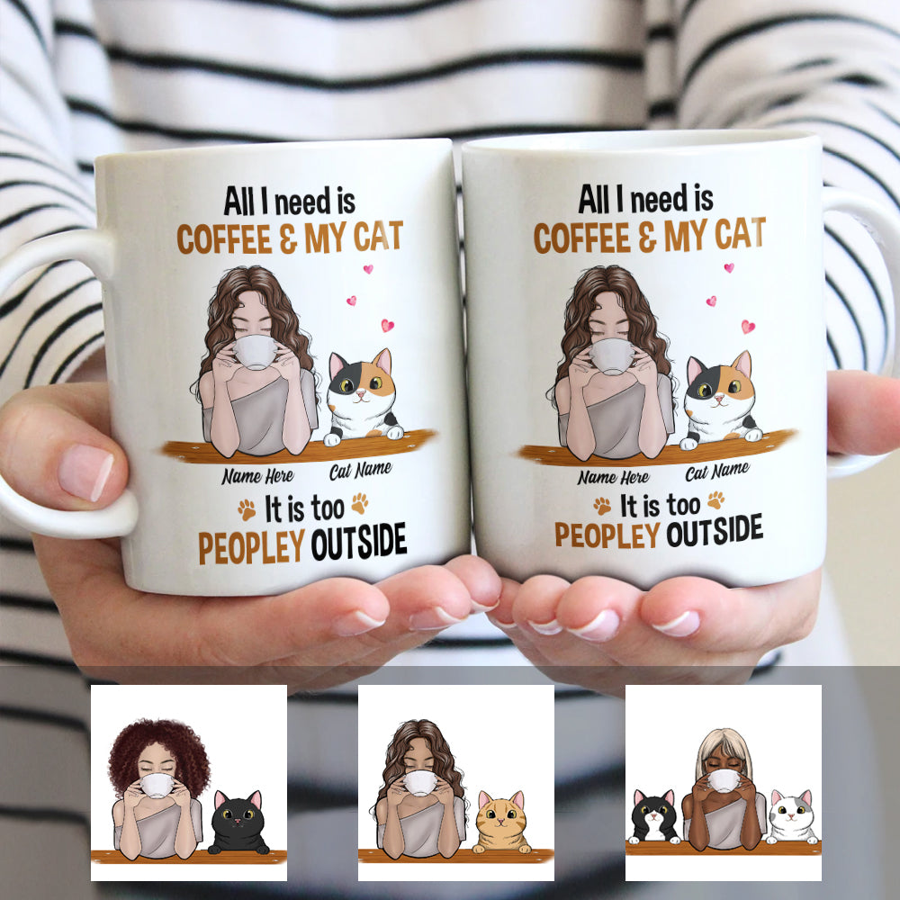 Personalized Cat Mom Coffee Too Peopley Mug - Thegiftio UK