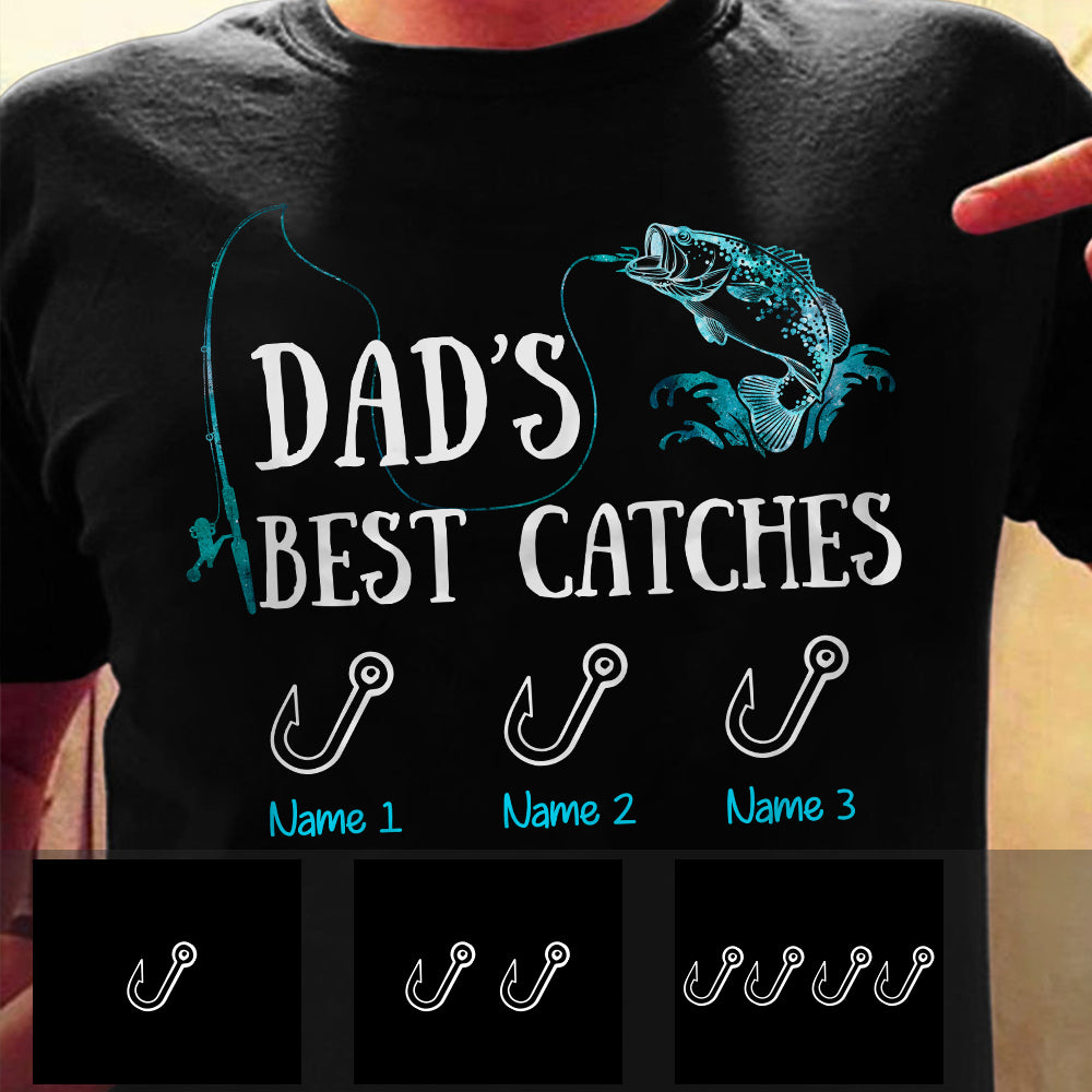 Personalized Dad Grandpa Fishing Best Catches T Shirt - Thegiftio