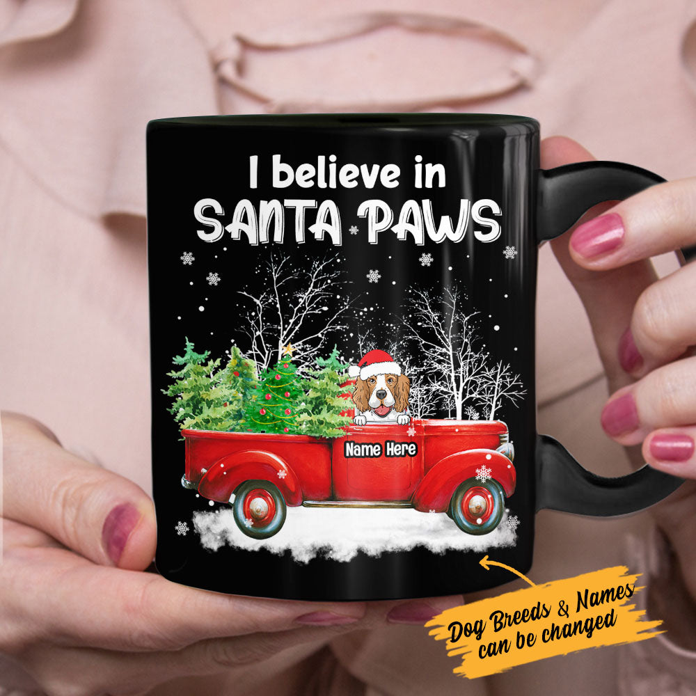 Personalized Dog Red Truck Santa Paws Christmas Mug