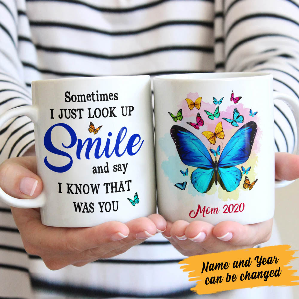 Personalized Butterfly Memorial Smile Mug - Thegiftio UK