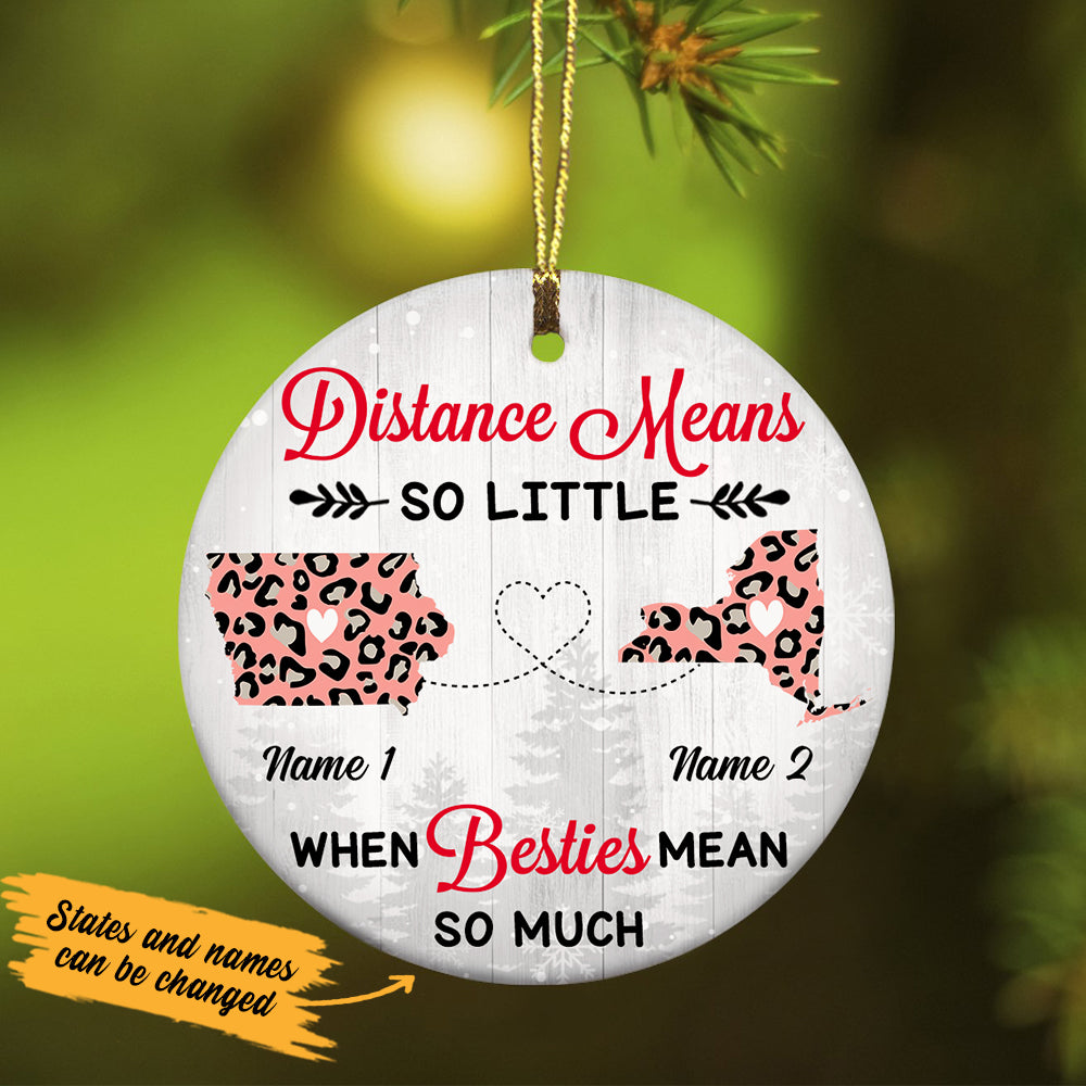 Personalized Besties Mean Long Distance  Ornament