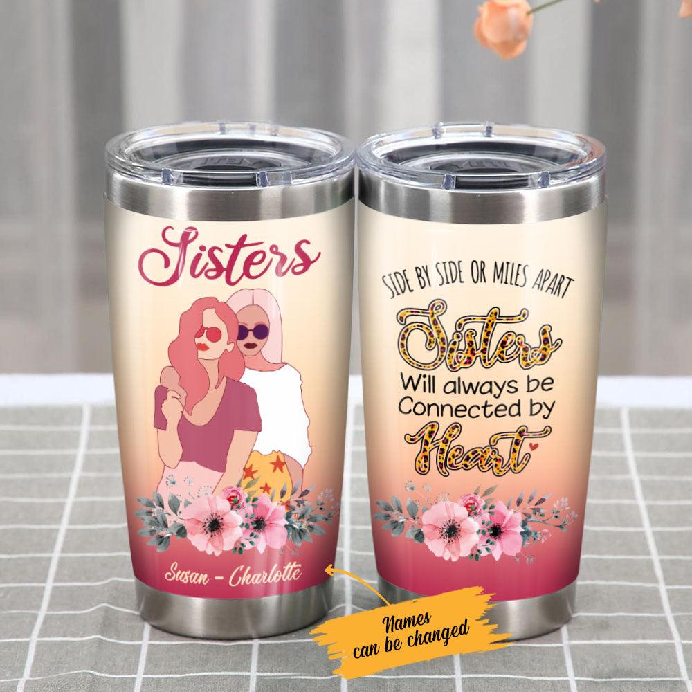 Personalized Girl Friends Connected By Heart Steel Tumbler
