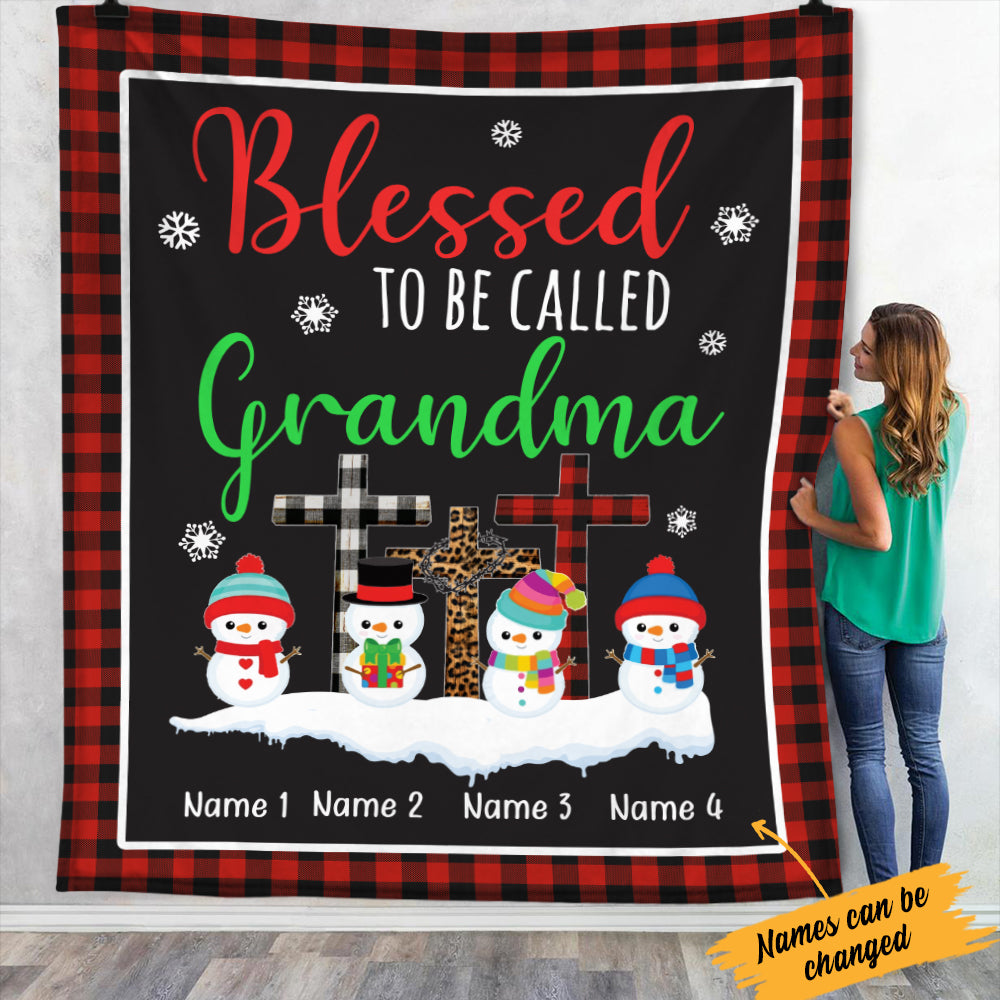 Personalized Blessed To Be Called Grandma Christmas Blanket