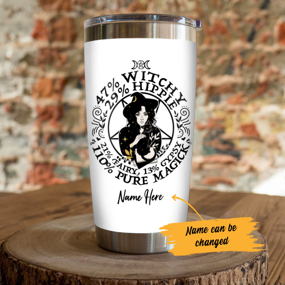 Personalized Halloween Witch Percentage White Steel Tumbler