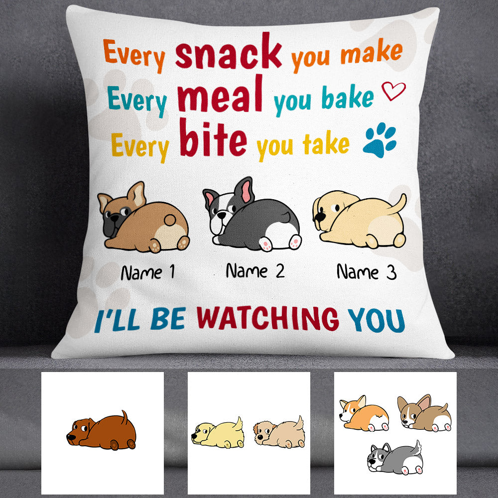 Personalized Dog Watching Every Bite Pillow TID - Thegiftio UK