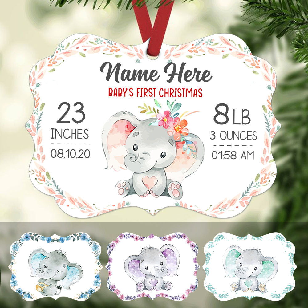 Personalized Christmas Gift for New Baby, Elephant Baby First Christmas MDF Benelux Ornament - Thegiftio UK