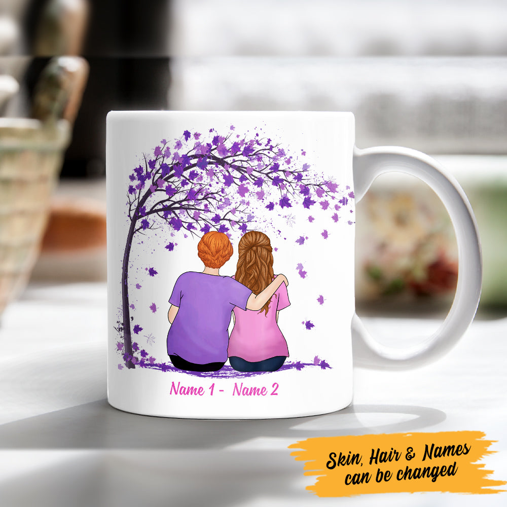 Personalized Mother Daughters Connected By Heart Mug