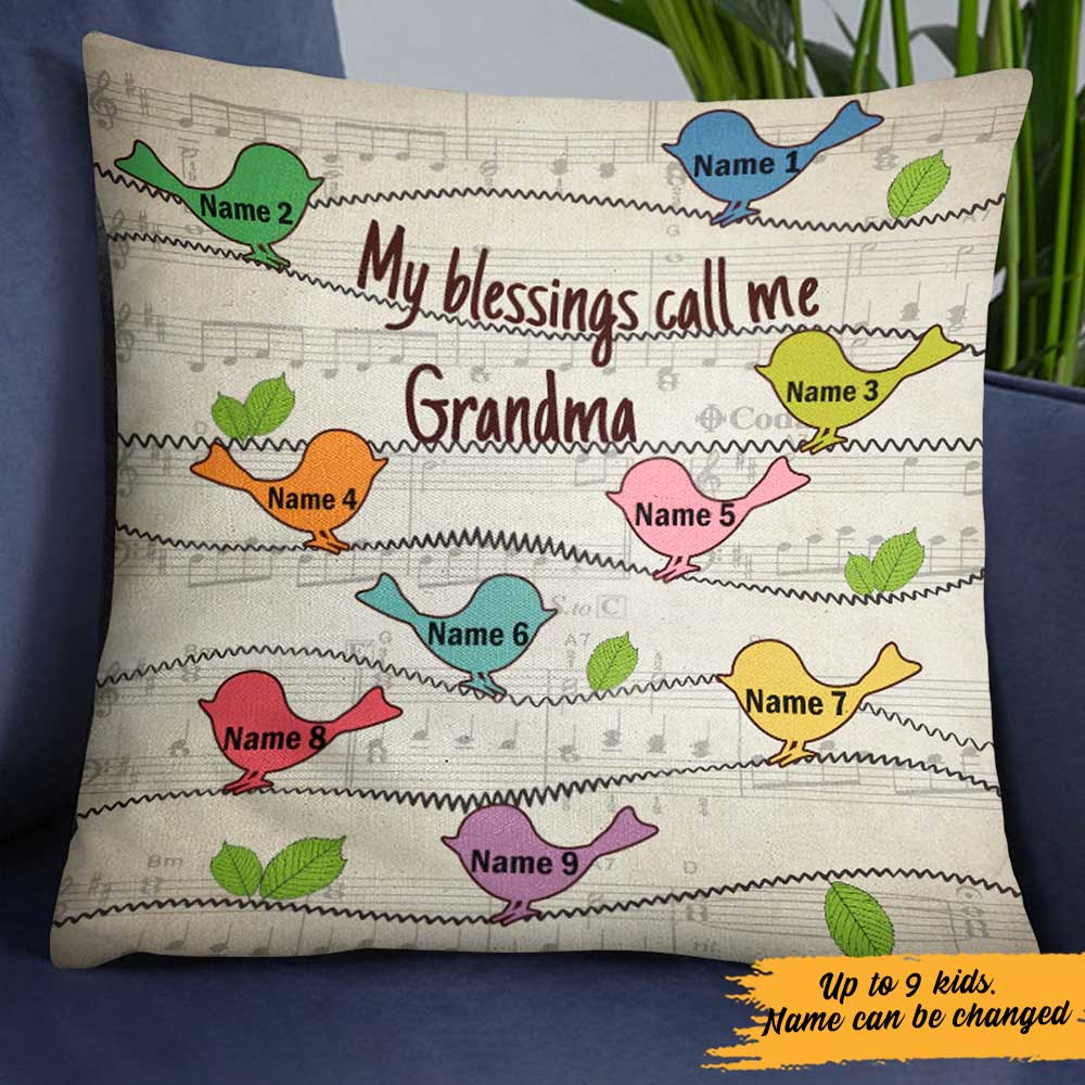 Personalized My Blessings Call Me Grandma  Pillow