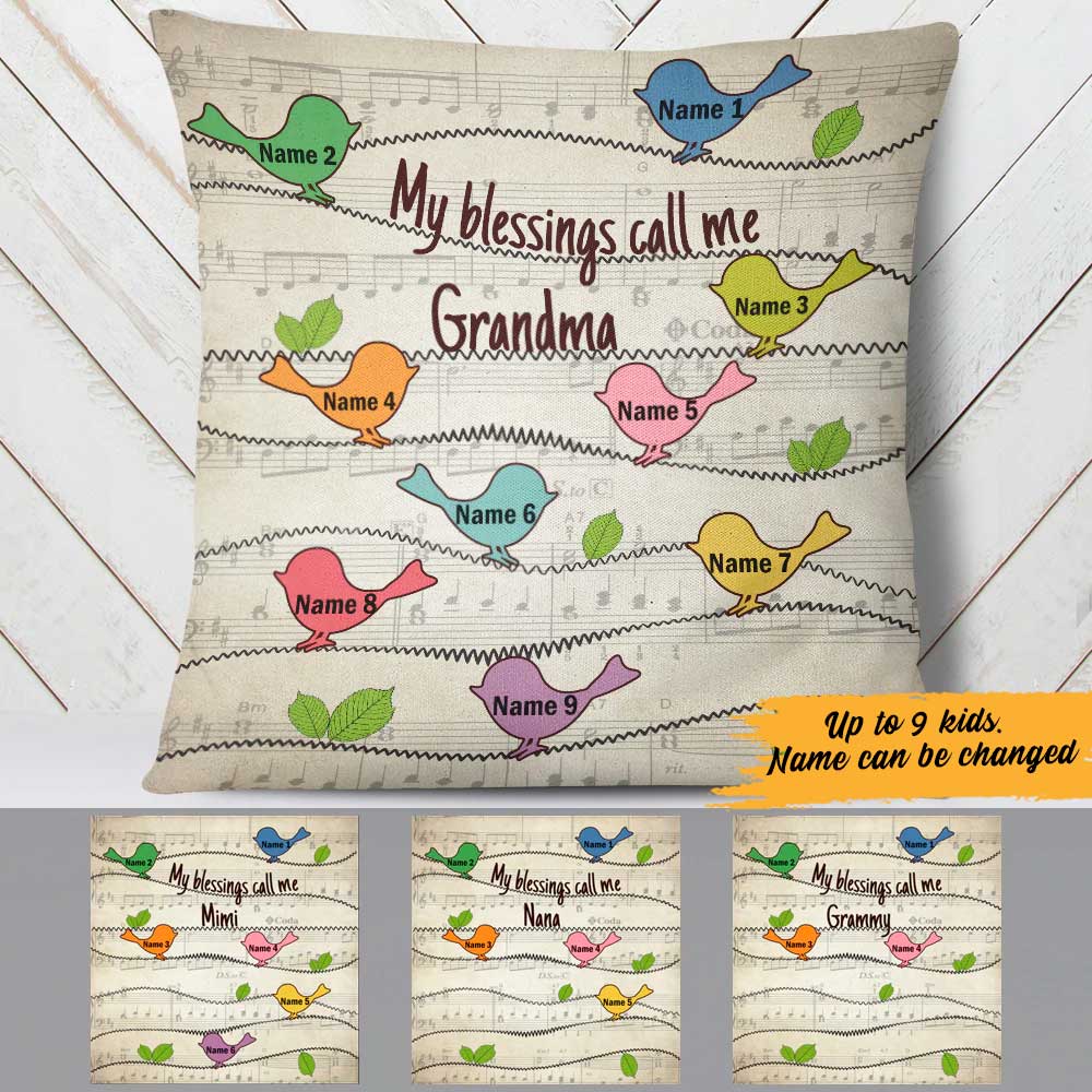 Personalized My Blessings Call Me Grandma  Pillow