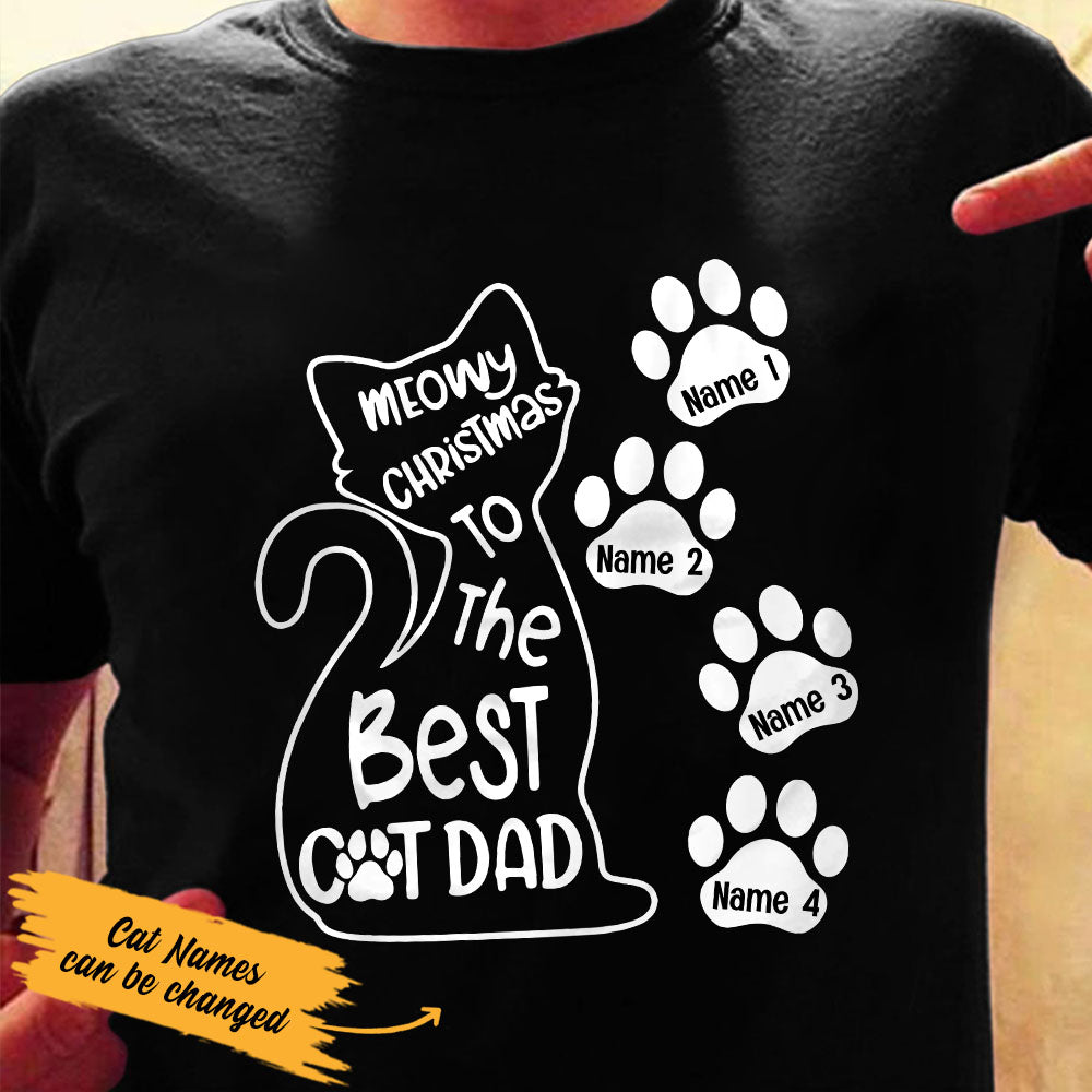 Personalized Best Cat Dad Christmas T Shirt - Thegiftio