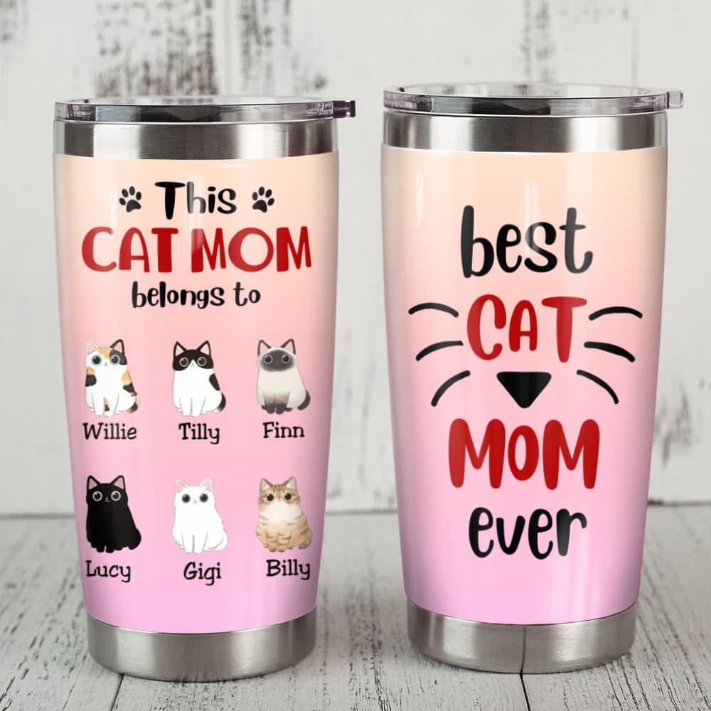 Personalized Cat Mom Steel Tumbler - Thegiftio