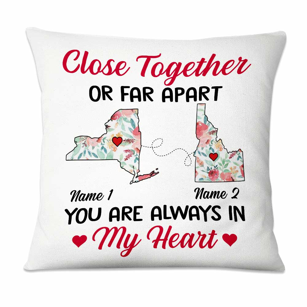 Personalized Close Together Long Distance Pillow - Thegiftio