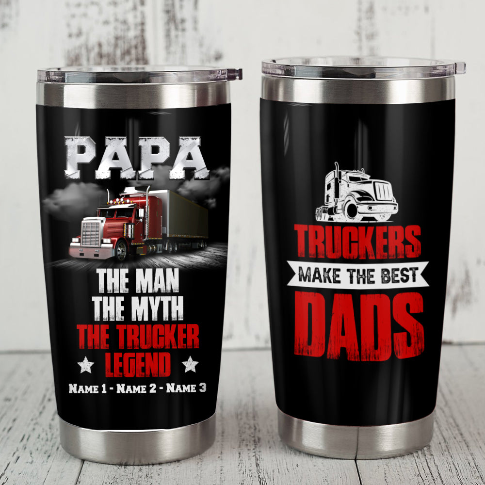Personalized Dad Trucker Steel Tumbler - Thegiftio
