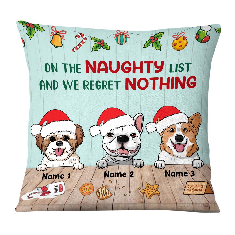 Personalized Dog Mom, Fur Mama For Life, Dog Christmas On The Naughty List Pillow - Thegiftio UK