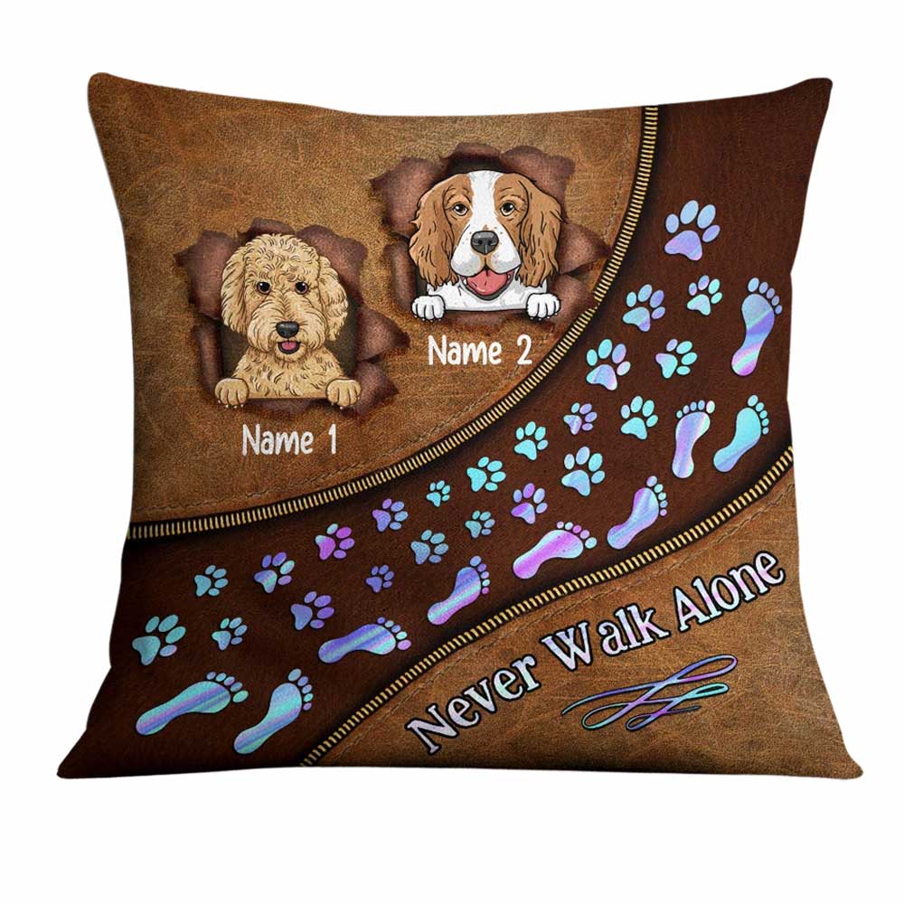 Personalized Dog Lover Never Walk Alone Pillow TID - Thegiftio UK