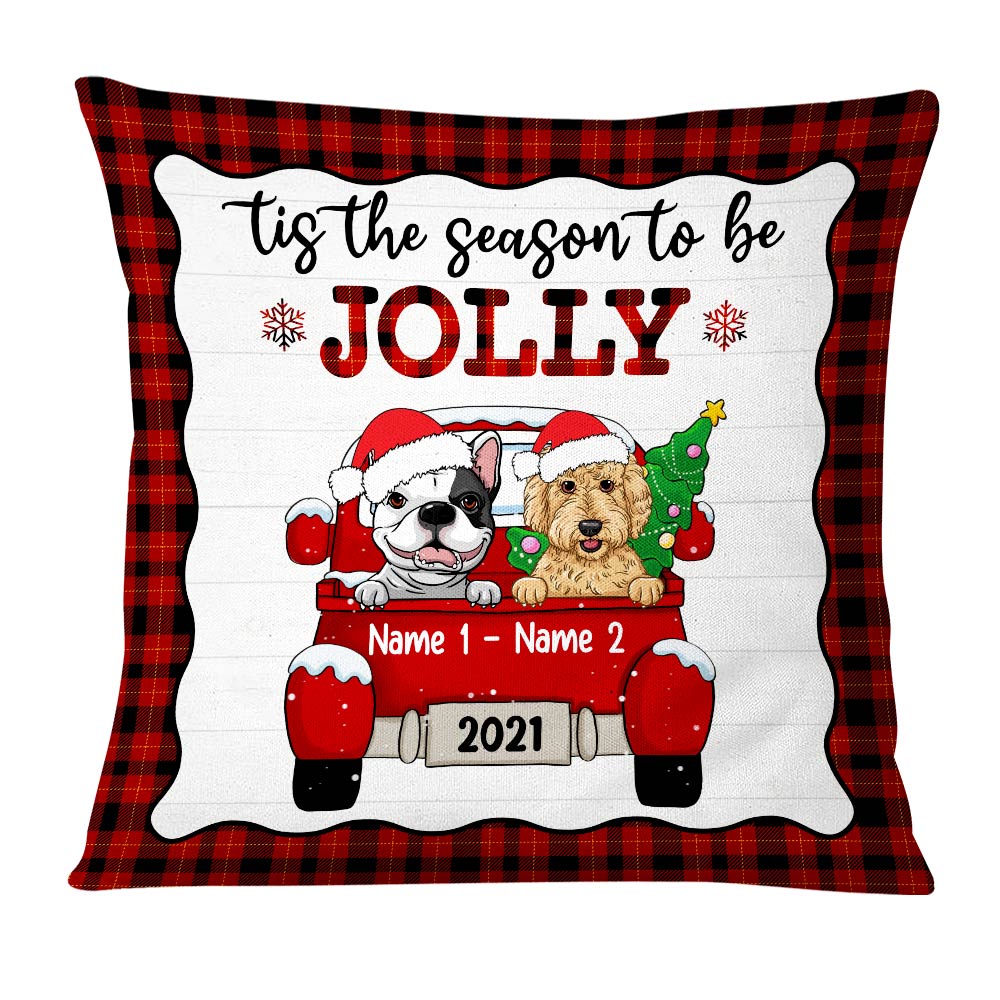 Personalized Dog Red Truck Christmas Pillow - Thegiftio UK