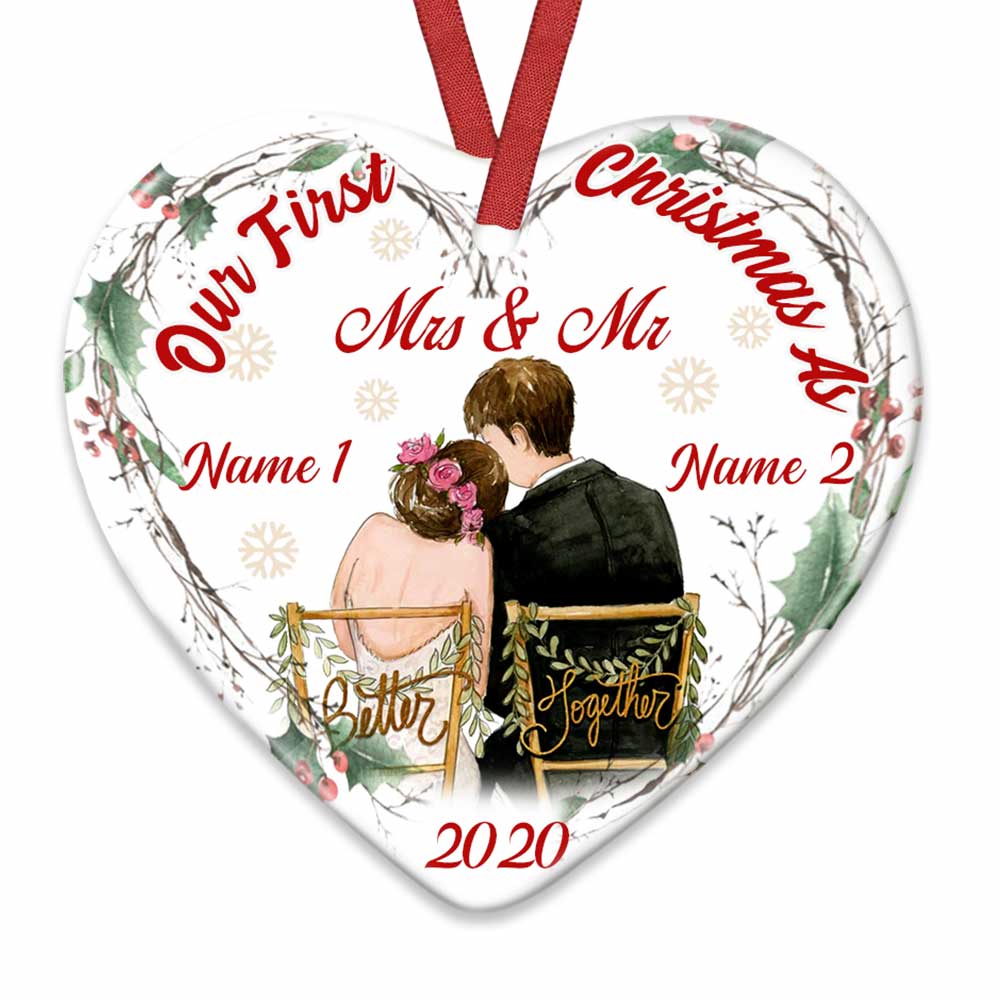 Personalized First Christmas Wedding Couple Ornament - Thegiftio UK