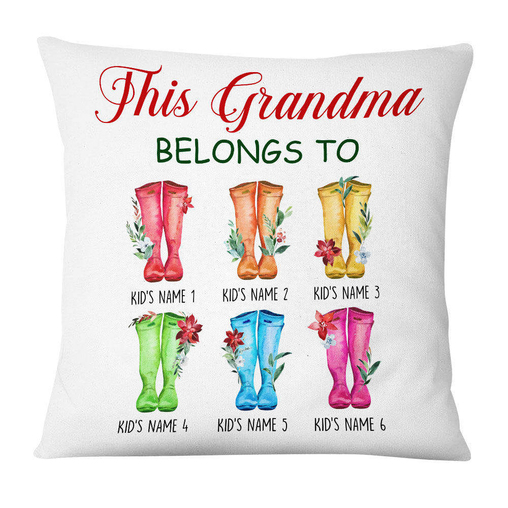 Personalized Grandma Belongs To Christmas Boots Pillow - Thegiftio UK