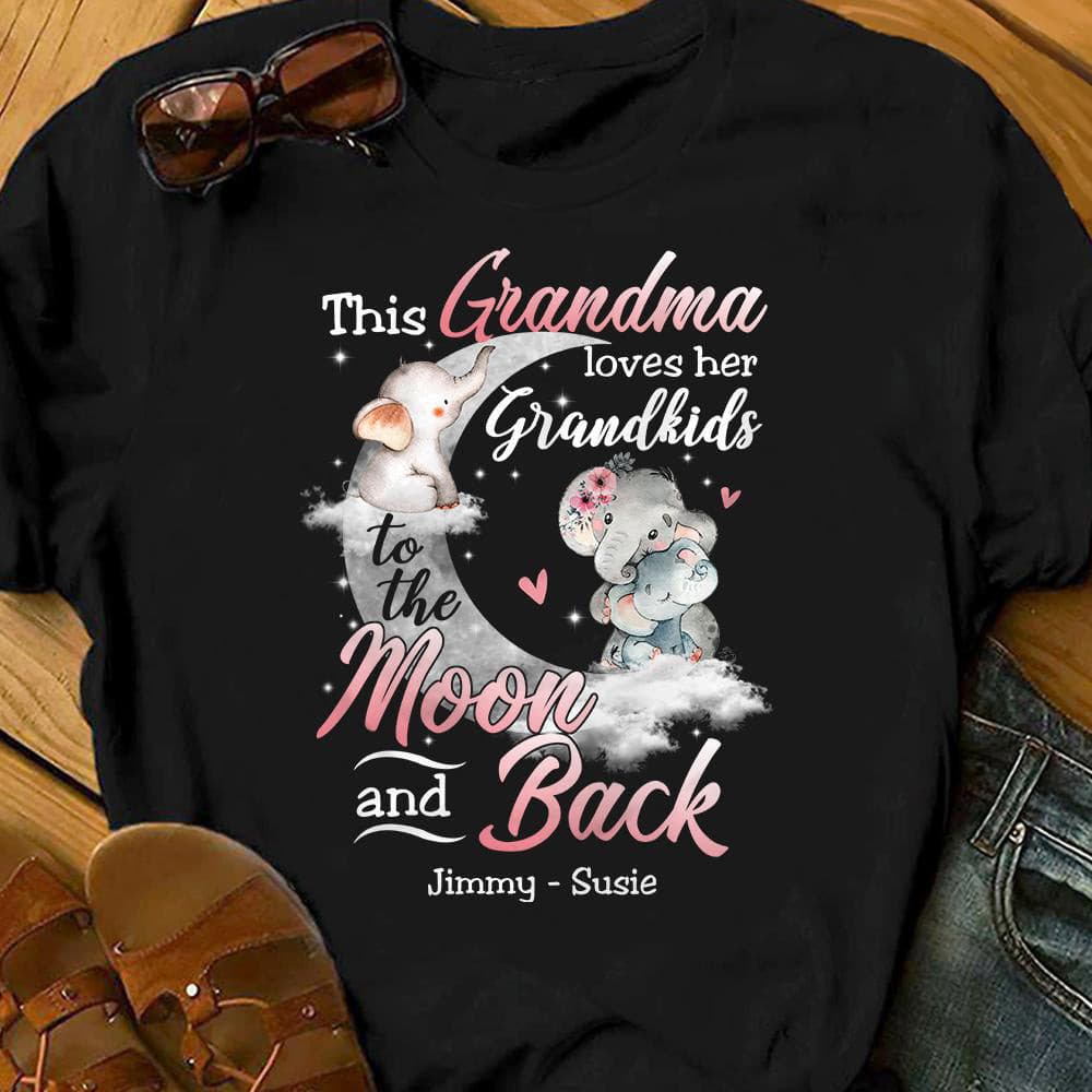 Personalized Grandma Elephant T Shirt - Thegiftio