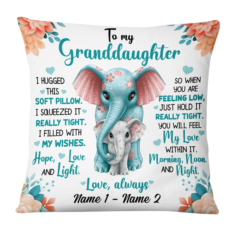 Personalized Grandma Granddaughter Mom Daughter Gift, Elephant Hug This Pillow - Thegiftio