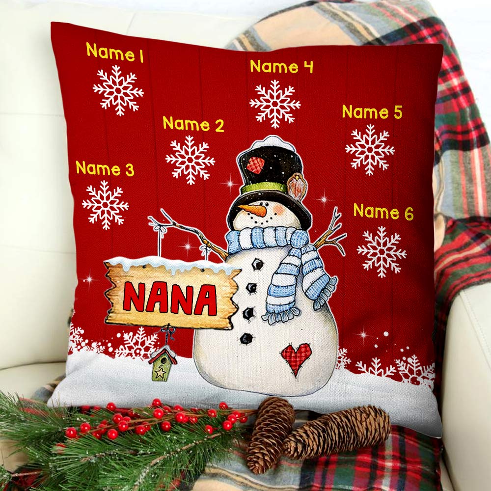 Personalized Grandma Nana Snowman Pillow - Thegiftio UK
