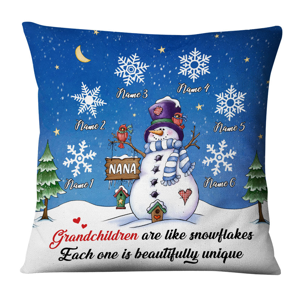 Personalized Mom Grandma Christmas Gifts, Grandchildren Are Like Snowflakes Pillow - Thegiftio UK
