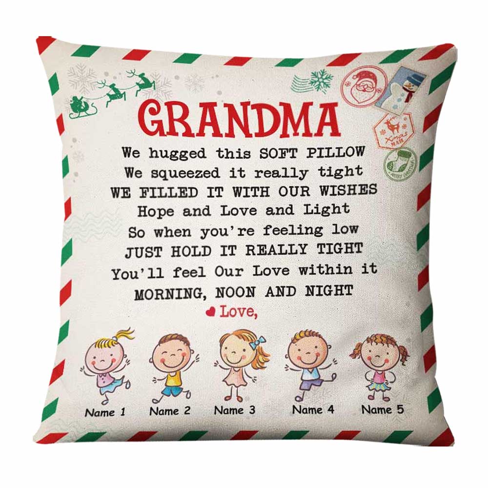 Personalized Gift Idea For Mom Grandma, Letter Christmas Hug This Pillow - Thegiftio UK