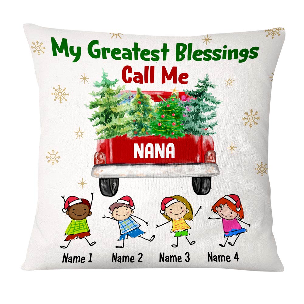 Personalized Blessed Grandma Red Truck Christmas Pillow - Thegiftio UK