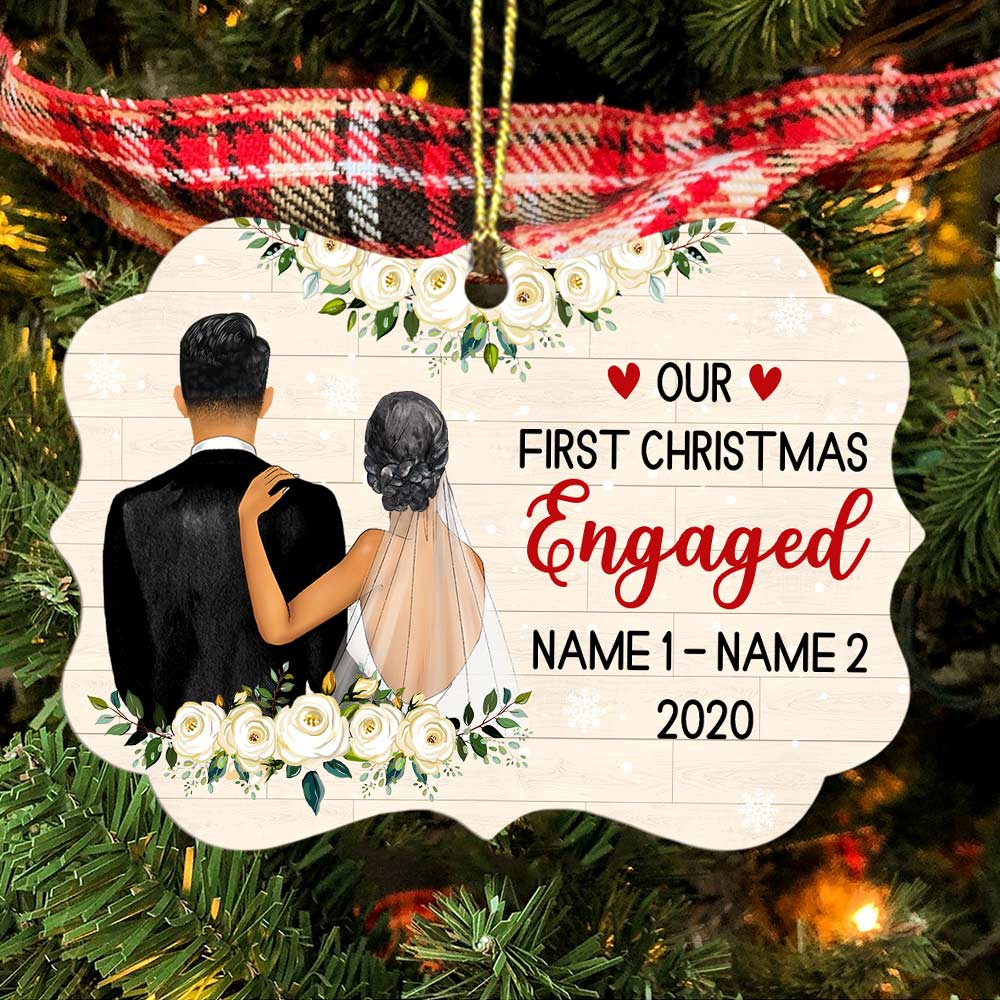 Personalized Engagement Gifts, Couple Our First Christmas MDF Benelux Ornament - Thegiftio UK