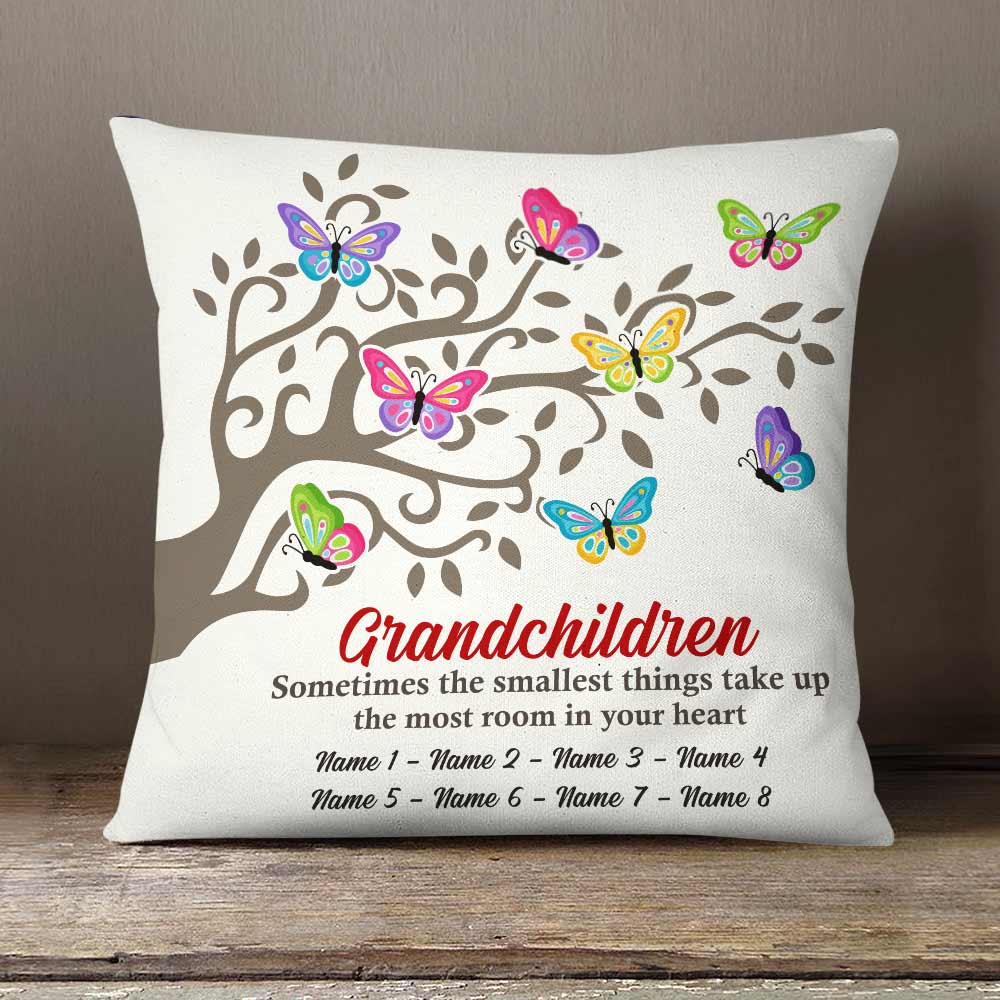 Personalized Grandma Butterfly Family Tree Pillow - Thegiftio