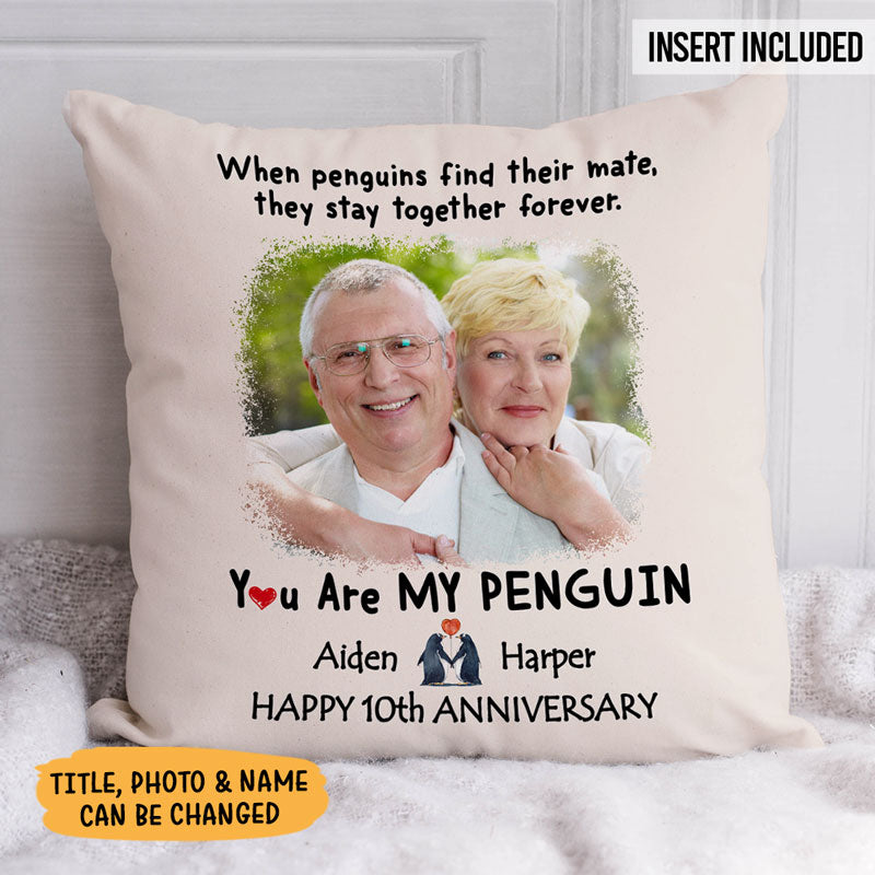 You Are My Penguin, Custom Photo Pillow, Personalized Pillows, Custom Gift for Couple