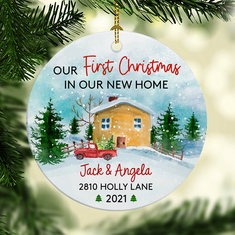 Our First Christmas In Our New House, Personalized Christmas Ornaments, Custom Holiday Decoration - Thegiftio UK