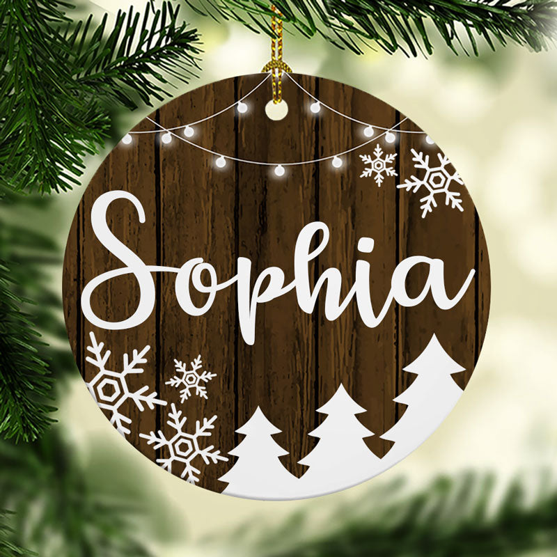 Personalized Name Wood, Christmas Ornaments, Custom Holiday Decoration