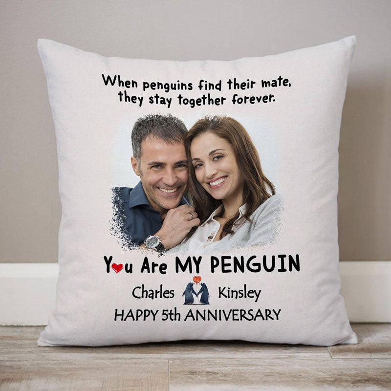 You Are My Penguin, Custom Photo Pillow, Personalized Pillows, Custom Gift for Couple - Thegiftio