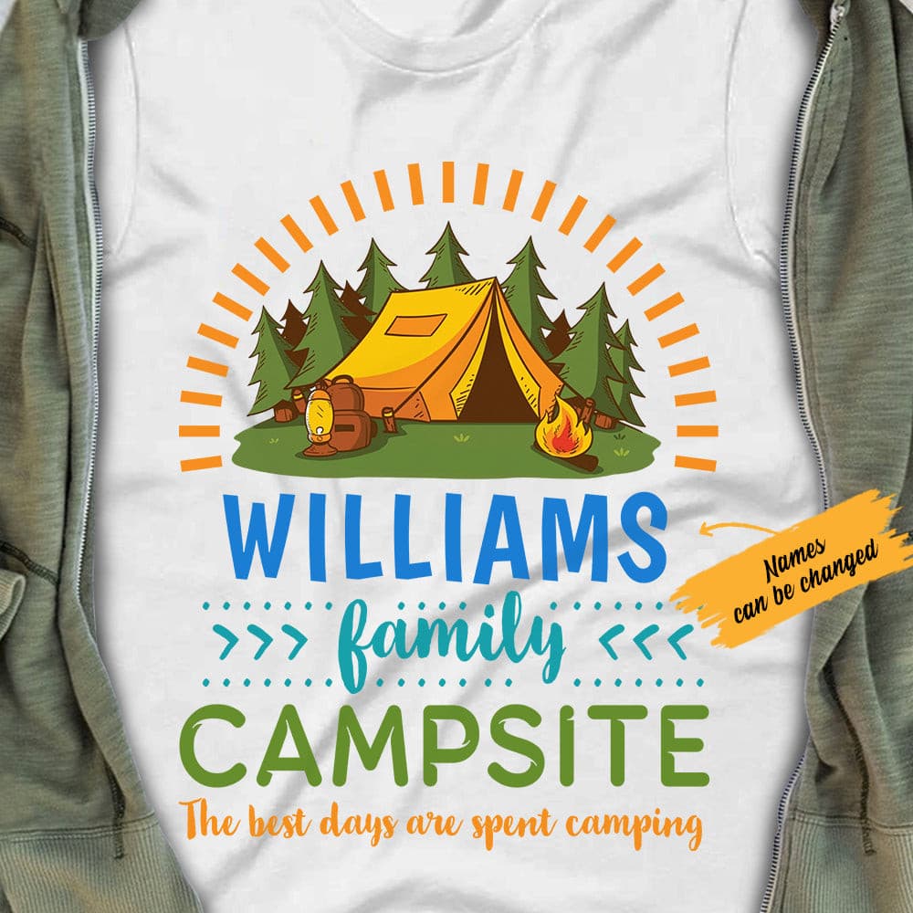 Personalized Camping Family White T Shirt