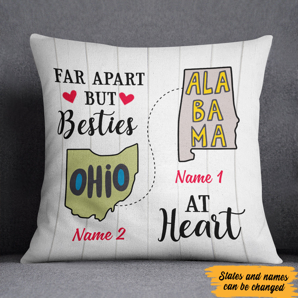 Personalized Besties At Heart Long Distance  Pillow