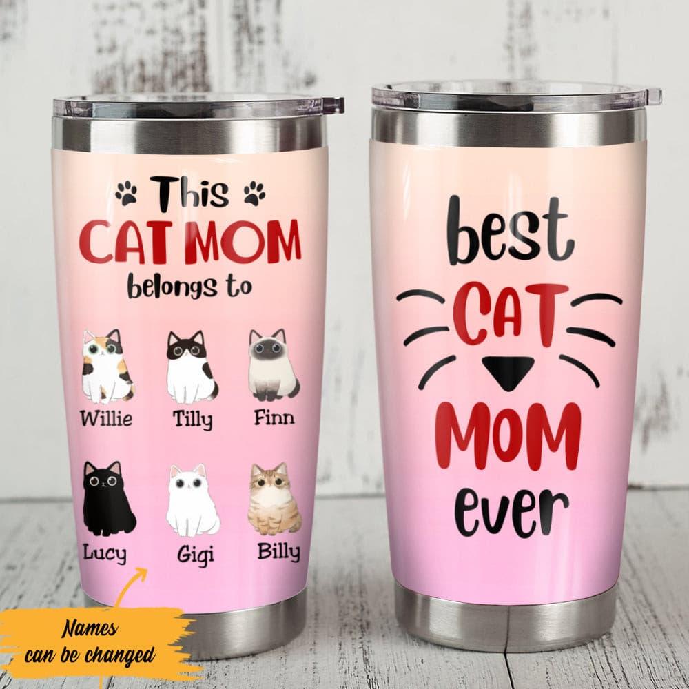 Personalized Cat Mom Steel Tumbler
