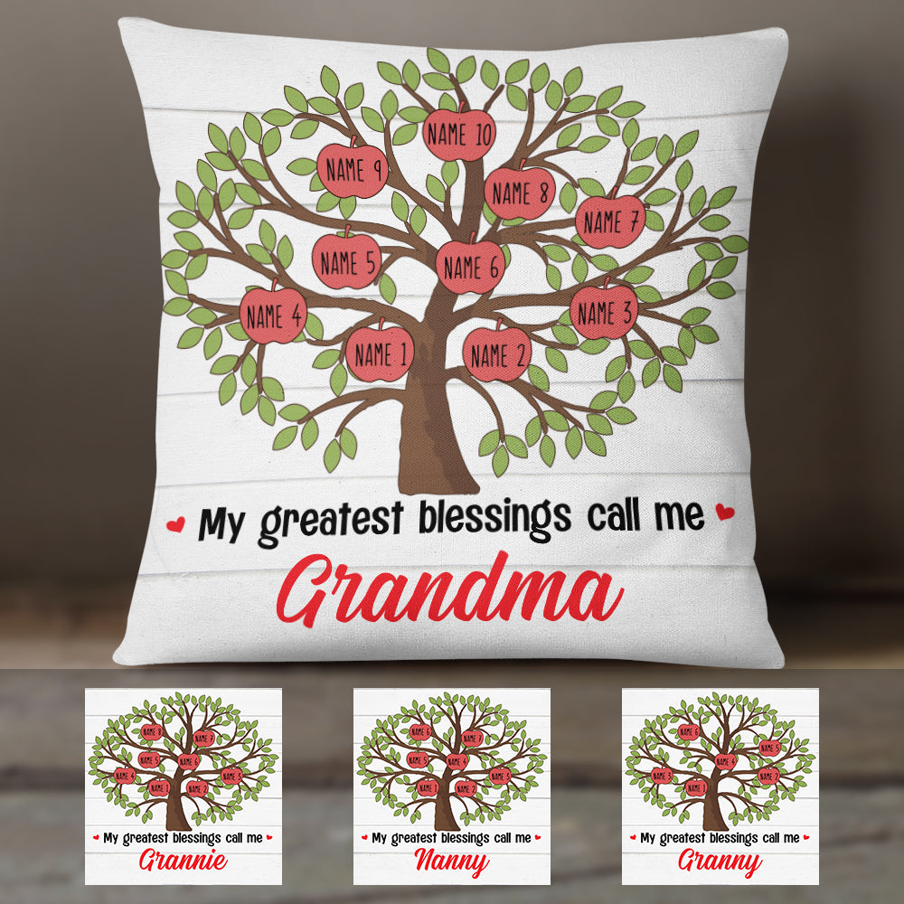Personalized My Blessings Call Me Grandma Pillow - Thegiftio
